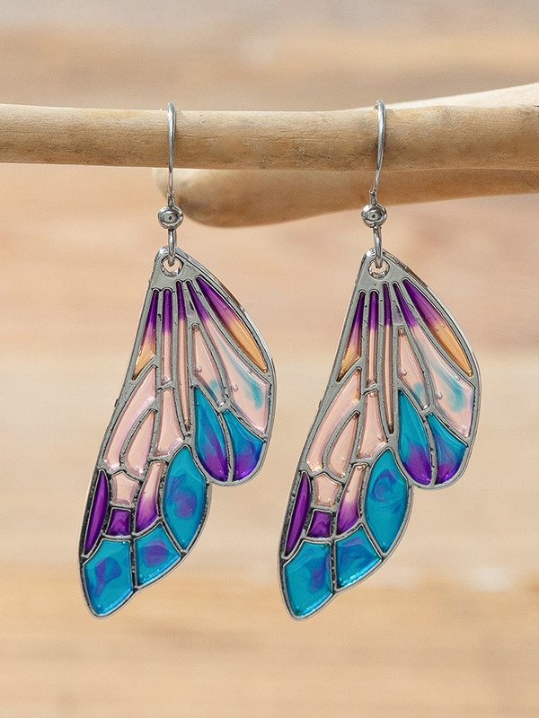 Urban Fashion Colorful Butterfly Wings Earrings Casual Vacation Jewelry cc25