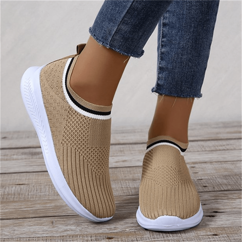 Women's Leisure Knit Sneakers, Breathable Solid Color Low Top Casual Shoes, Women's Daily Walking Shoes SE1018