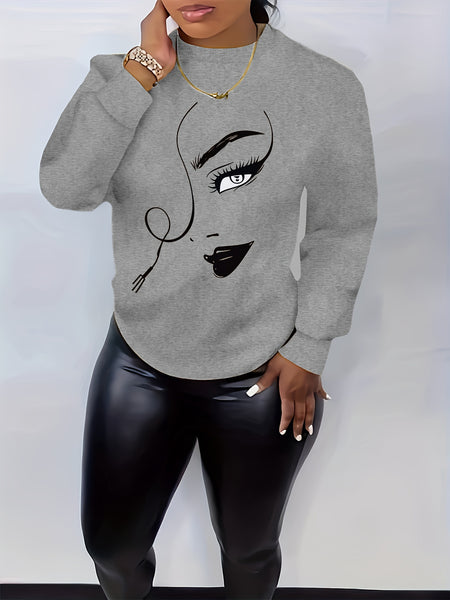 Graphic Print Pullover Sweatshirt FG3549 Furdela