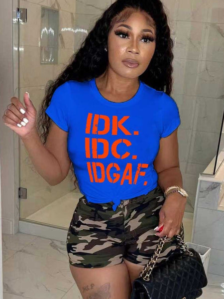 Round Neck Letter Print T-shirt AR503