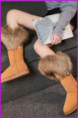 9 Color Fox Fur Middle Boots - Furdela