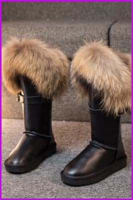 9 Color Fox Fur Middle Boots - Furdela