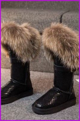 9 Color Fox Fur Middle Boots - Furdela