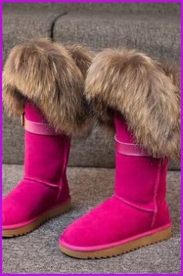 9 Color Fox Fur Middle Boots - Furdela
