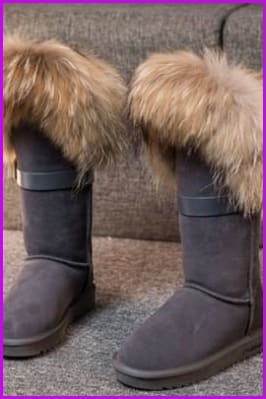 9 Color Fox Fur Middle Boots - Furdela
