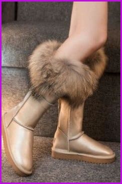 9 Color Fox Fur Middle Boots - Furdela