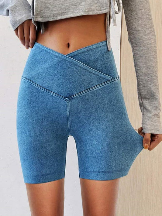 Tight Plain Denim Casual Cross Leggings  QN90