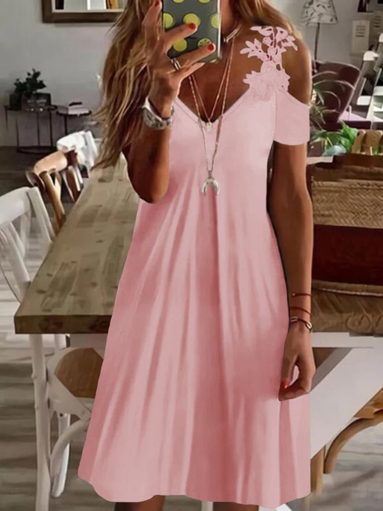 Casual Short Sleeve V Neck Dress  QM76