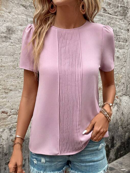 Plain Crew Neck Loose Casual Shirt  WW64
