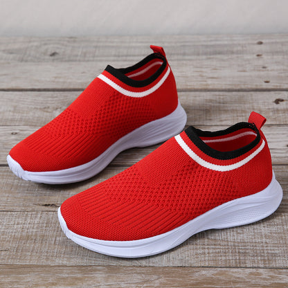 Women's Leisure Knit Sneakers, Breathable Solid Color Low Top Casual Shoes, Women's Daily Walking Shoes SE1018