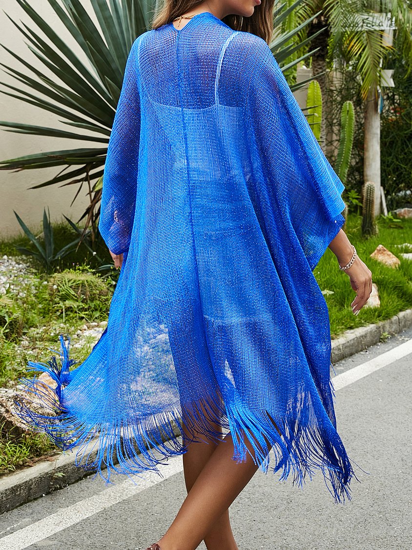 Vacation Plain Tassel Coverup QAP19