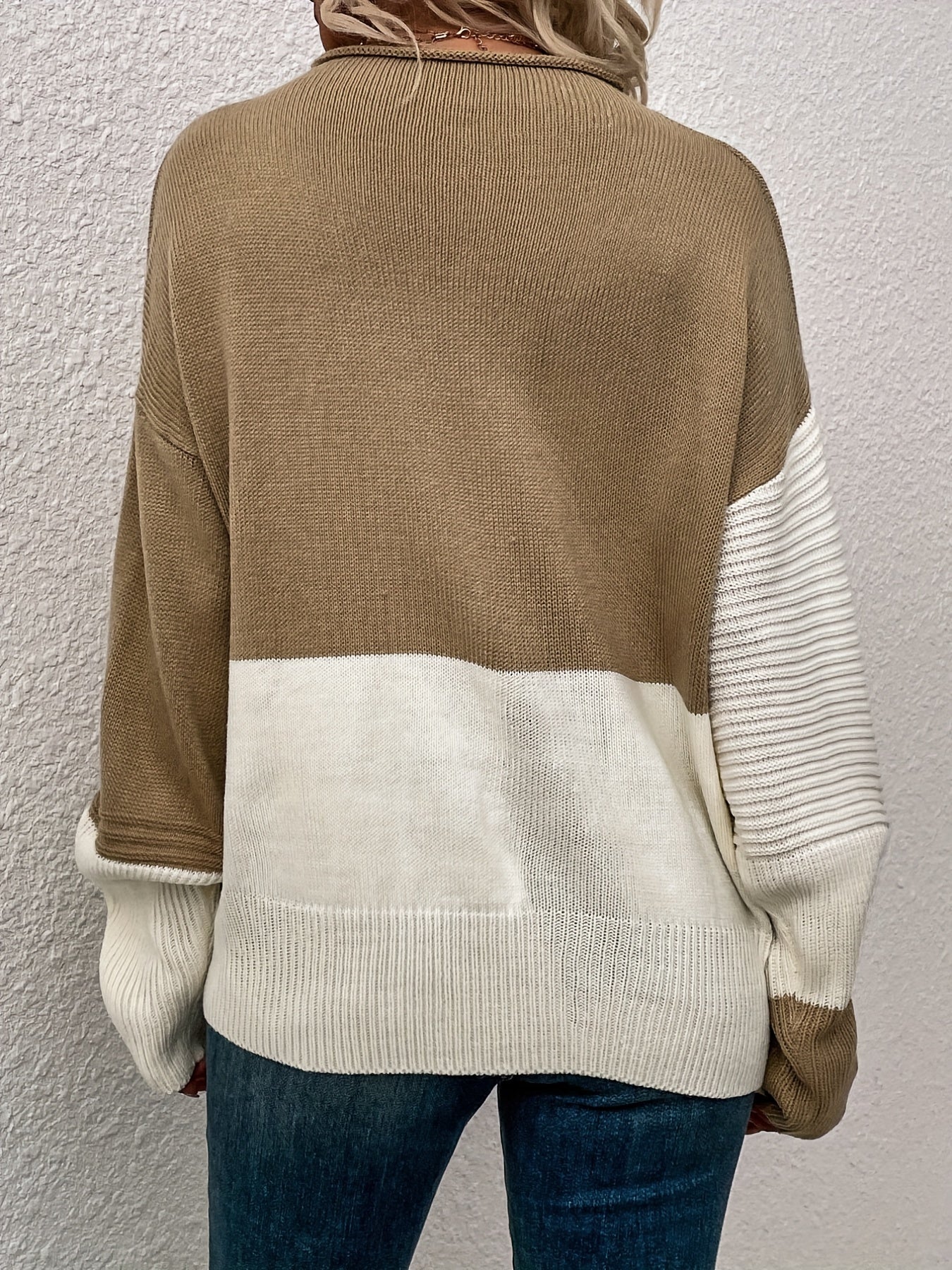 Color Block Loose Pullover Sweater RJ9313 Furdela