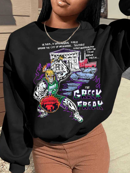 Plus Size Graffiti Figure Letter Print Sweatshirt AT9077