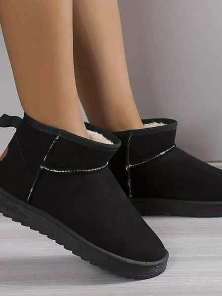 Round Toe Plush Booties BO5060 Furdela