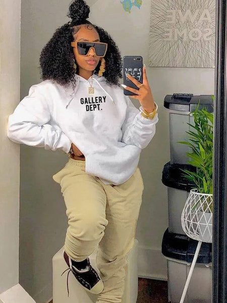 Letter Print Kangaroo Pocket Tracksuit Set AR50101