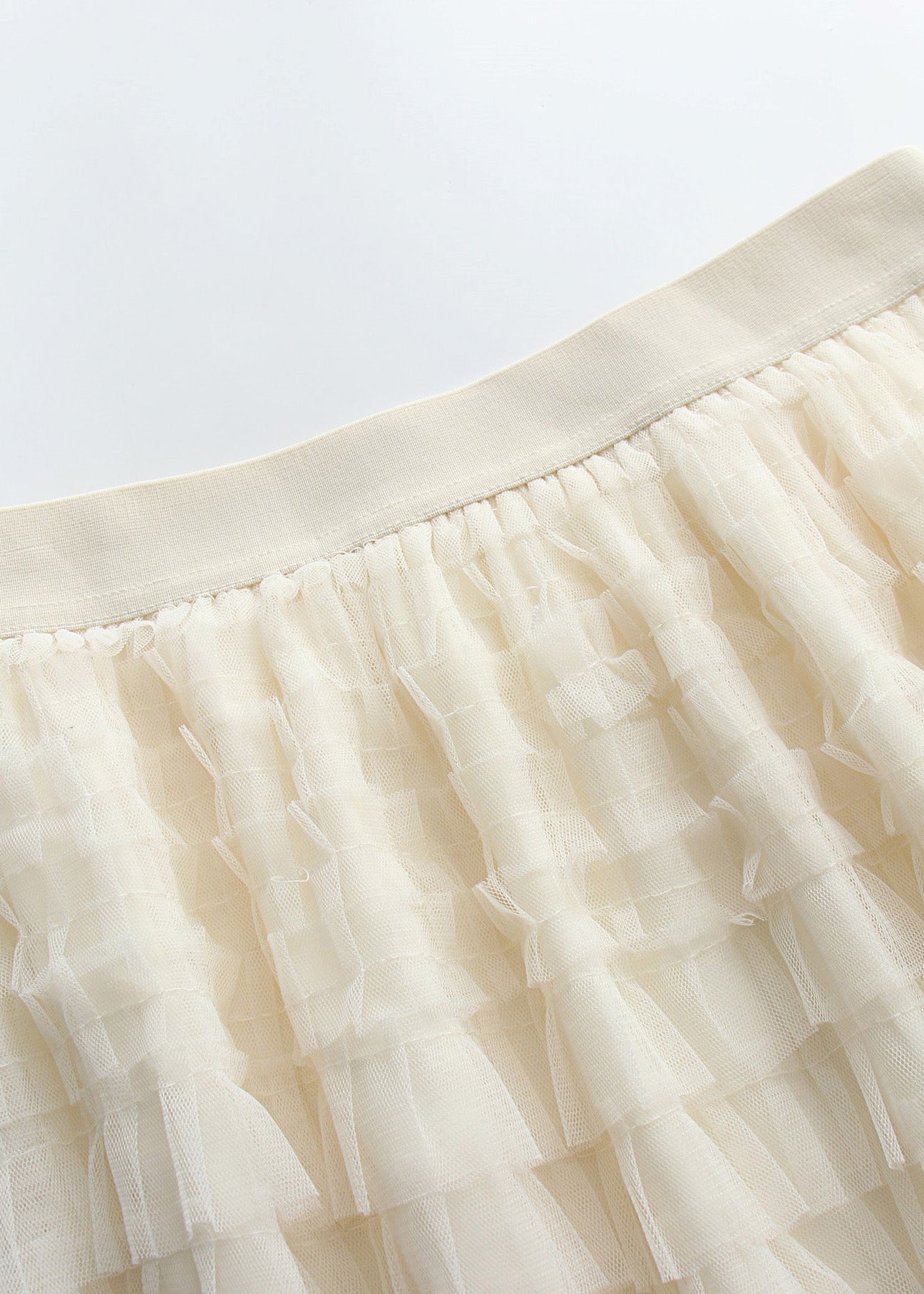 Art Beige Elastic Waist Tulle Maxi Cake Skirts Summer TY1087