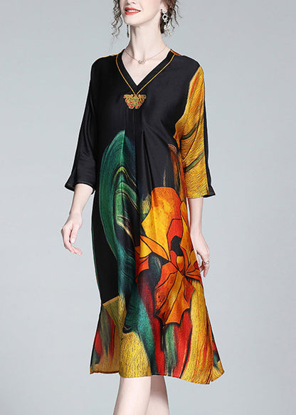 Art Embroideried Print Side Open Maxi Dress Spring LY0713