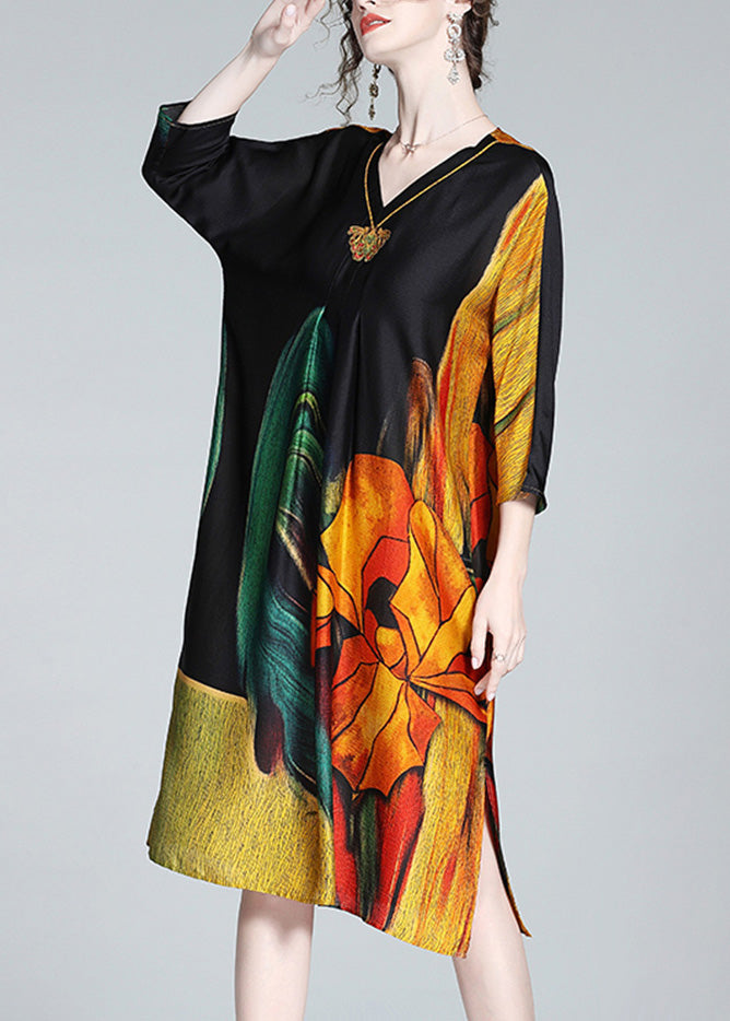 Art Embroideried Print Side Open Maxi Dress AC3019