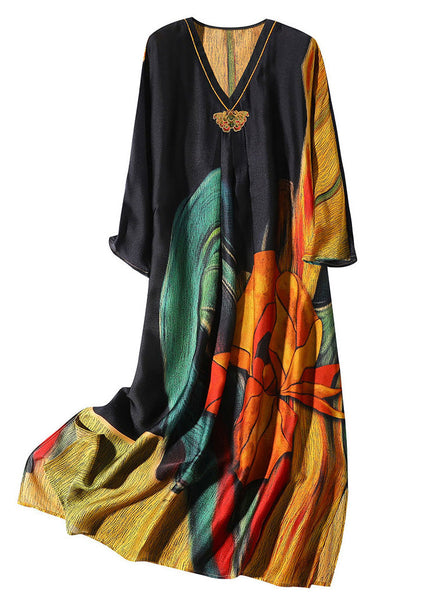 Art Embroideried Print Side Open Maxi Dress AC3019