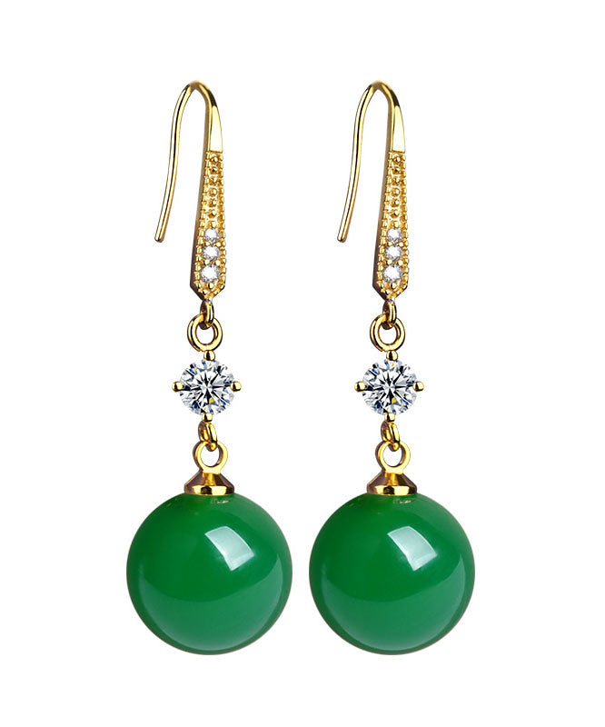 Art Green 14K Gold Agate Zircon Drop Earrings TW1055