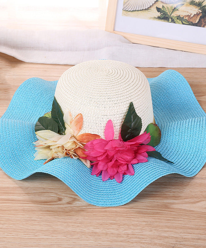 Art Orange Floral Straw Woven Floppy Sun Hat LY526