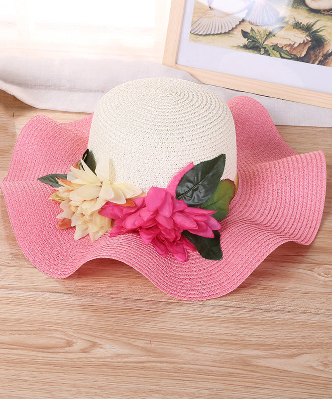 Art Orange Floral Straw Woven Floppy Sun Hat LY526