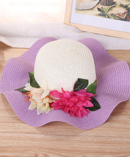 Art Orange Floral Straw Woven Floppy Sun Hat LY526