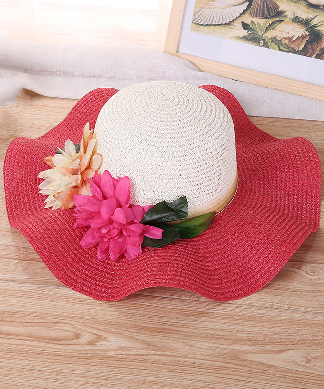 Art Orange Floral Straw Woven Floppy Sun Hat LY526