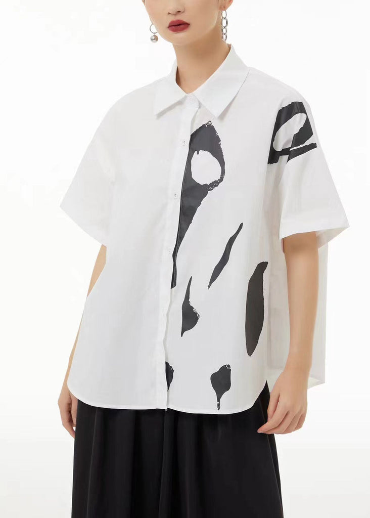 Art White Original Design Print Cotton Shirt Tops SummeR TS1066