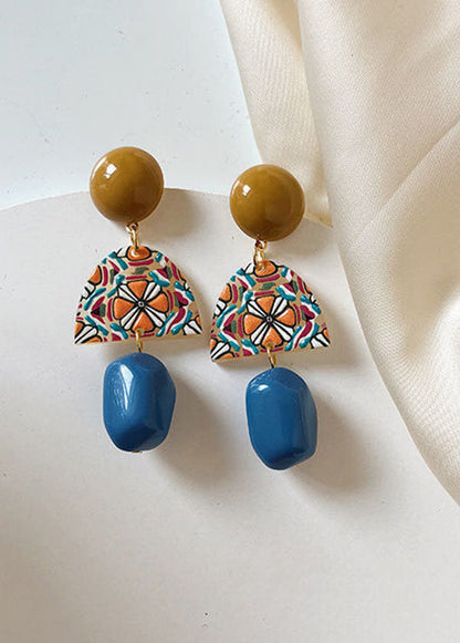 Art Yellow Blue Paitings Acrylic Drop Earrings HE1011