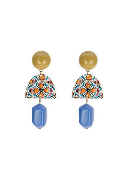 Art Yellow Blue Paitings Acrylic Drop Earrings HE1011