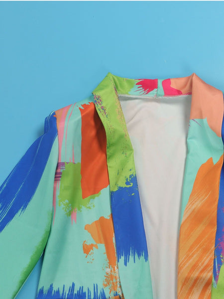 Plus Size Tie Dye Pocket Design Blazer AC2027