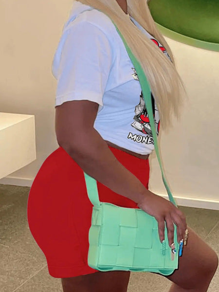 Cartoon Letter Print Shorts Set AR5012