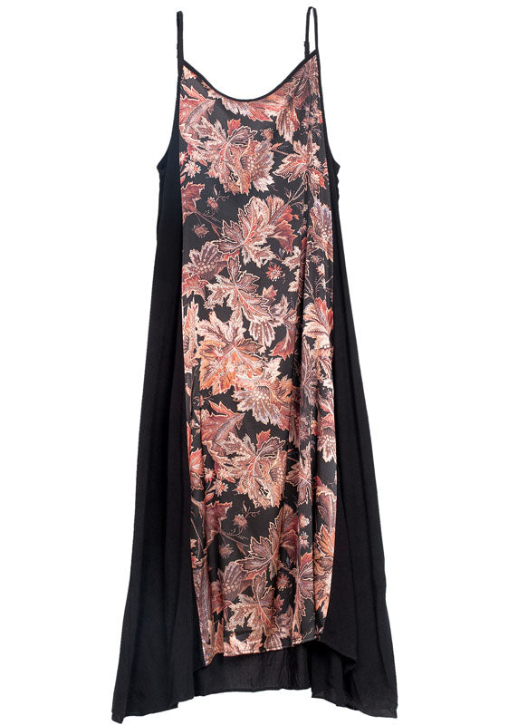 Beautiful Black Sexy Patchwork Print Chiffon Summer Dress LY0259