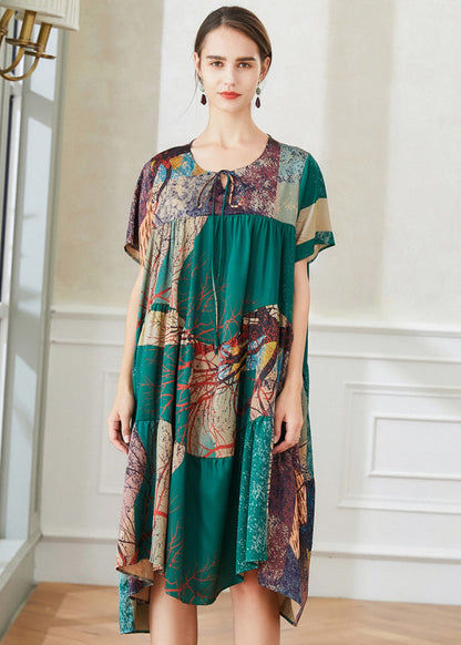 Beautiful Colorblock Asymmetrical Patchwork Tie Dye Chiffon Dresses Summer LY0291