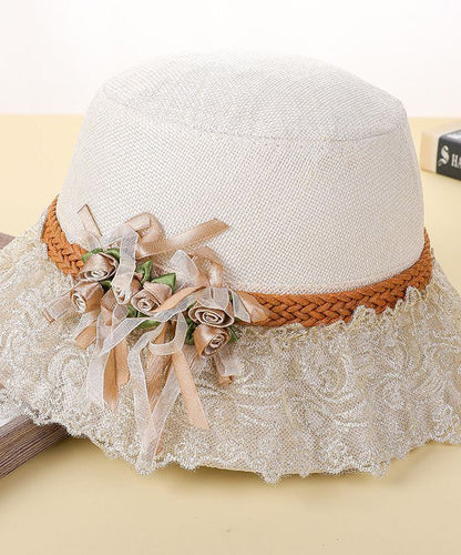 Beautiful Pink Lace Patchwork Floral Linen Floppy Sun Hat LY518