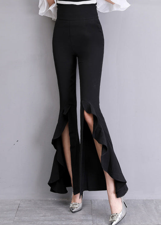 Black High Waist Bell Bottomed Trousers Summer LY0163