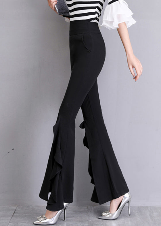 Black High Waist Bell Bottomed Trousers Summer LY0163