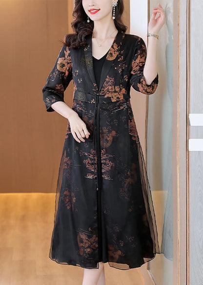 Black Oriental Silk Cardigan Embroideried Chinese Button Summer LY1071