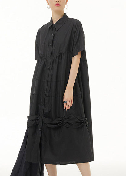 Black Peter Pan Collar Cozy Vacation Long Dresses LY1191