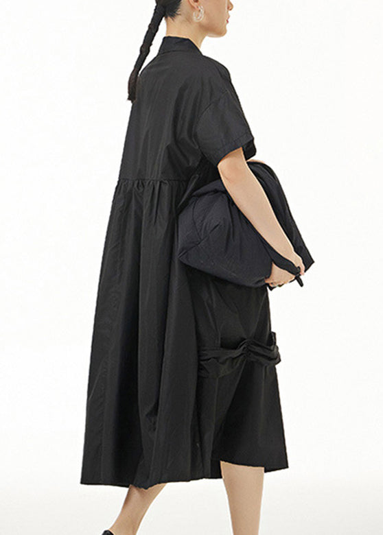 Black Peter Pan Collar Cozy Vacation Long Dresses LY1191