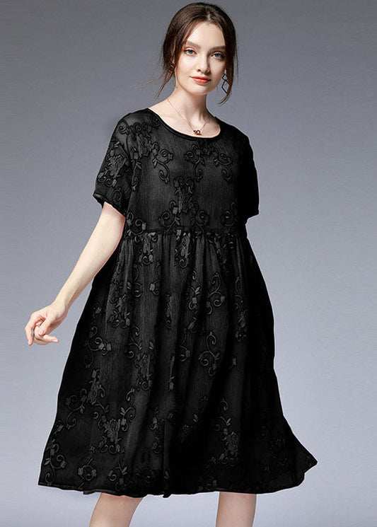 Bohemian Black O-Neck Embroideried Patchwork Dresses Two Pieces Set Summer LY0032