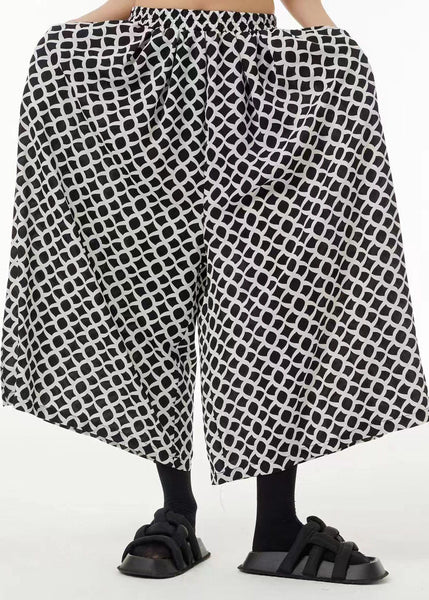 Bohemian Oversized Elastic Waist Pockets Print Wide Leg Pants Summer LC0125