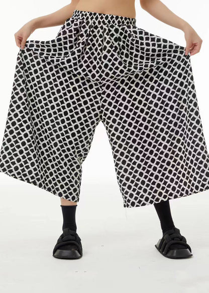 Bohemian Oversized Elastic Waist Pockets Print Wide Leg Pants Summer LC0125