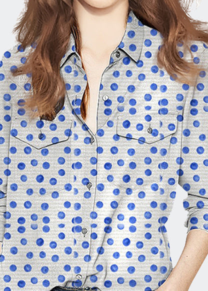 Bohemian Peter Pan Collar Dot Print Cotton Shirt Tops Spring LY0305