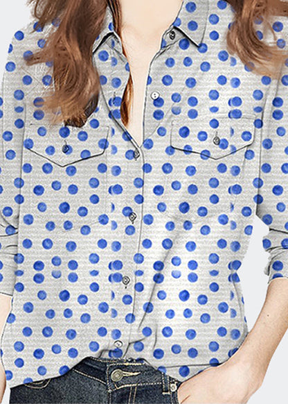 Bohemian Peter Pan Collar Dot Print Cotton Shirt Tops Spring LY0305