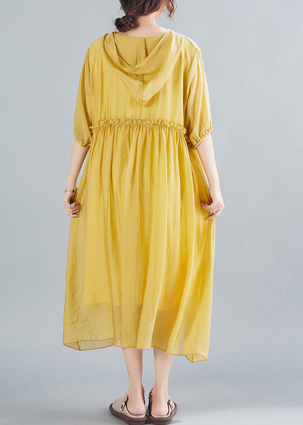 Bohemian Yellow V Neck Patchwork Solid Maxi Dress Summer AC2091