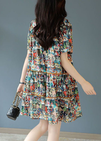 Robe de vacances bohème en mousseline imprimée animal à lacets, collection été FR2016