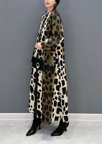 Boho Oversized Leopard Print Silk Long Dress Spring LY1598