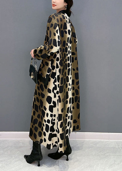 Boho Oversized Leopard Print Silk Long Dress Spring LY1598